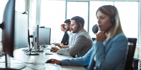 Customer service representatives on phone