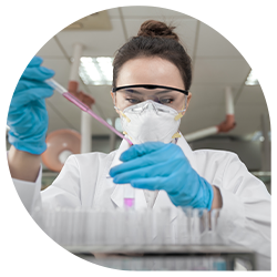 Researcher testing critical samples