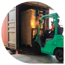 Forklift unloading reefer trailer