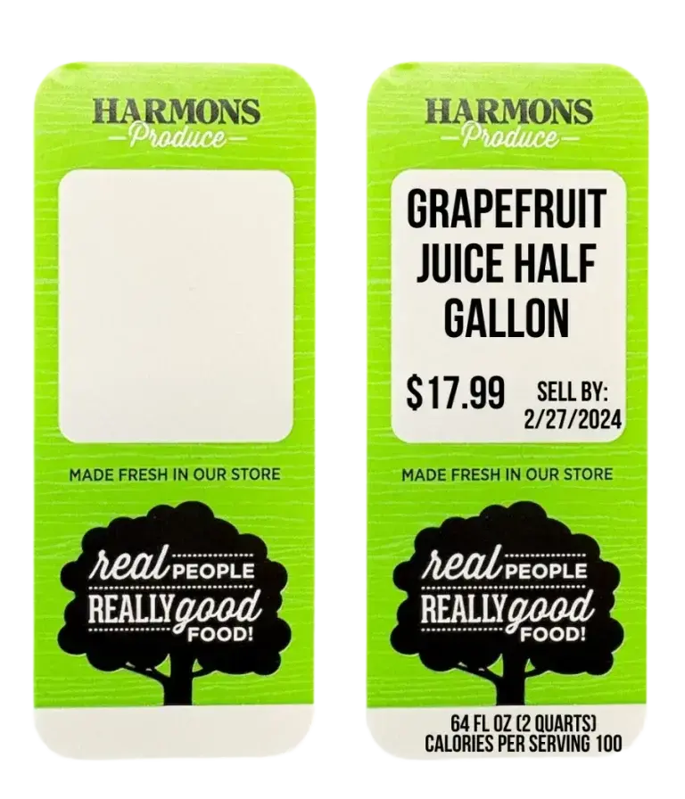 Harmons Produce grapefruit juice shelf label